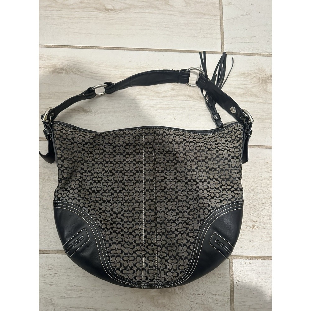 vintage Coach Soho signature hobo shoulder bag Black And Grey - Picture 4 of 11